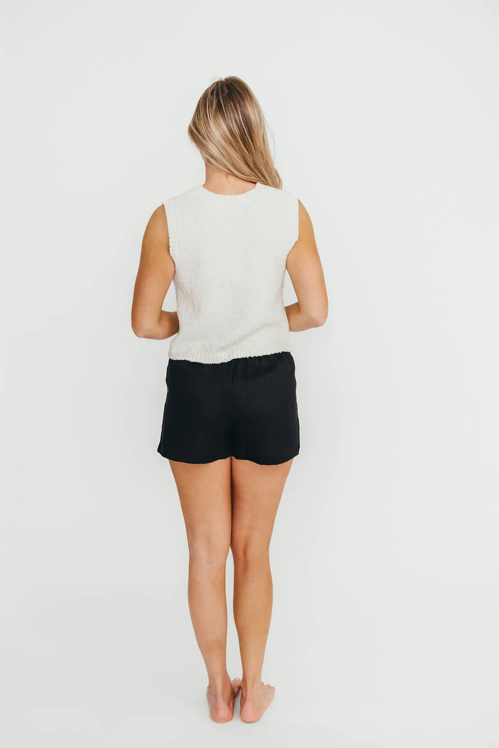 Lorene Crewneck Knit Sweater Vest in Ivory