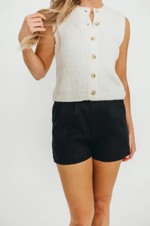 Lorene Crewneck Knit Sweater Vest in Ivory