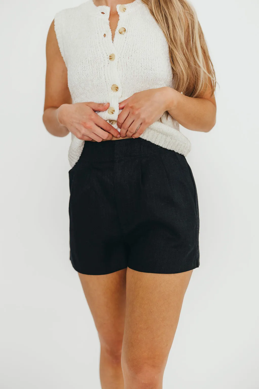 Lorene Crewneck Knit Sweater Vest in Ivory