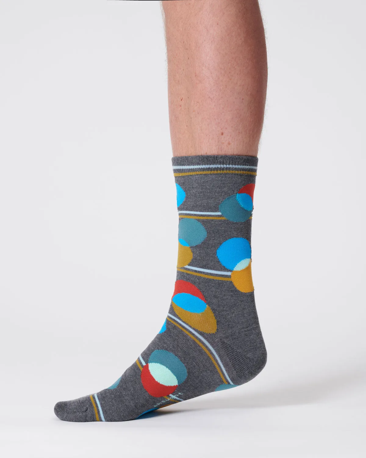 Mens Spot Stripe Bamboo Socks - Dark Grey Marl
