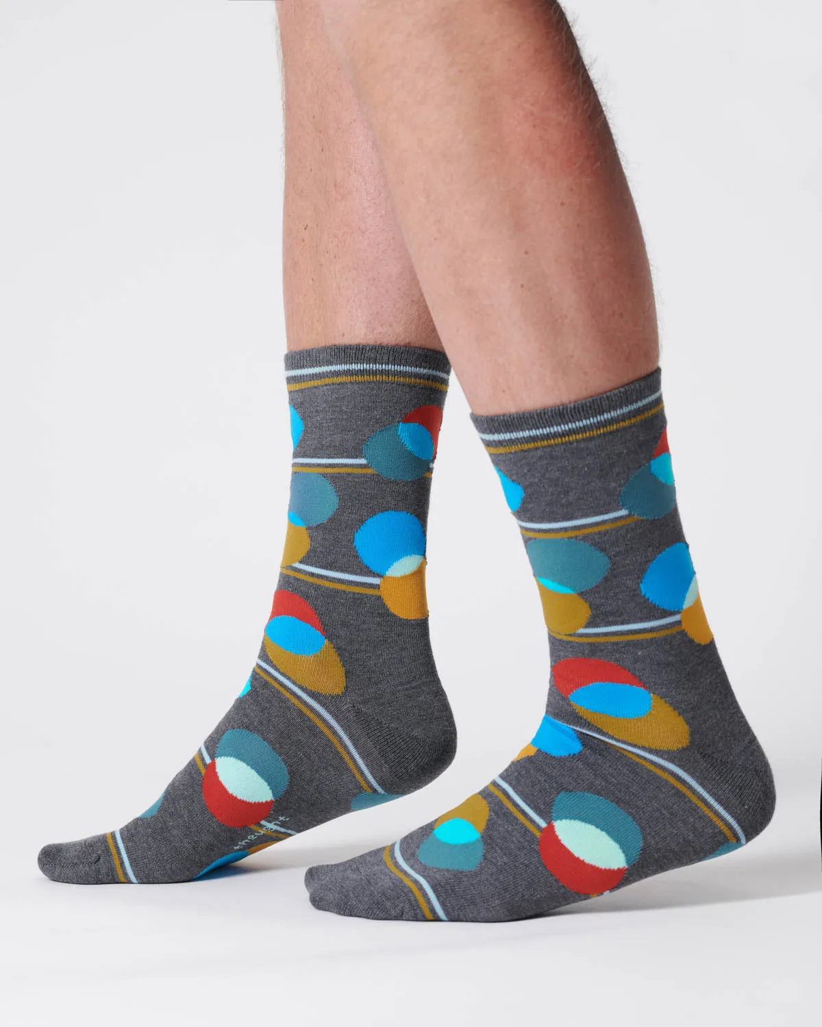 Mens Spot Stripe Bamboo Socks - Dark Grey Marl