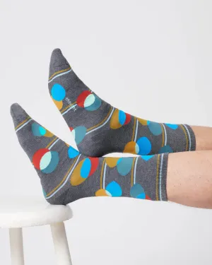 Mens Spot Stripe Bamboo Socks - Dark Grey Marl