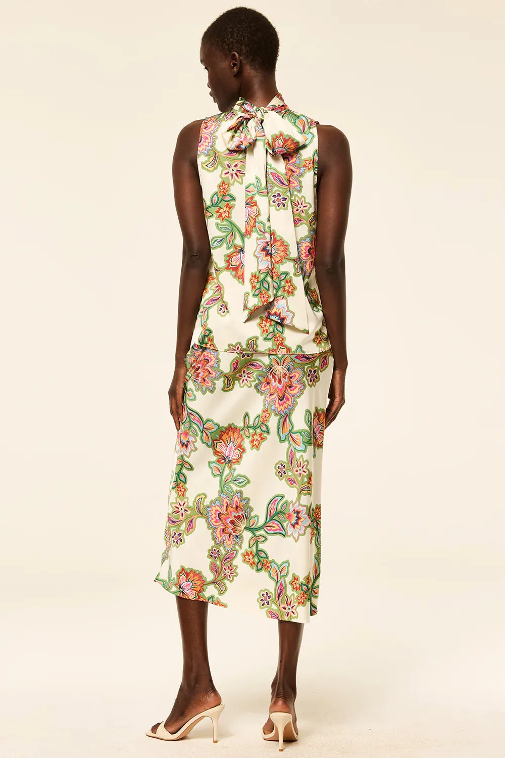 Mi92168 Lattice Floral Midi Skirt