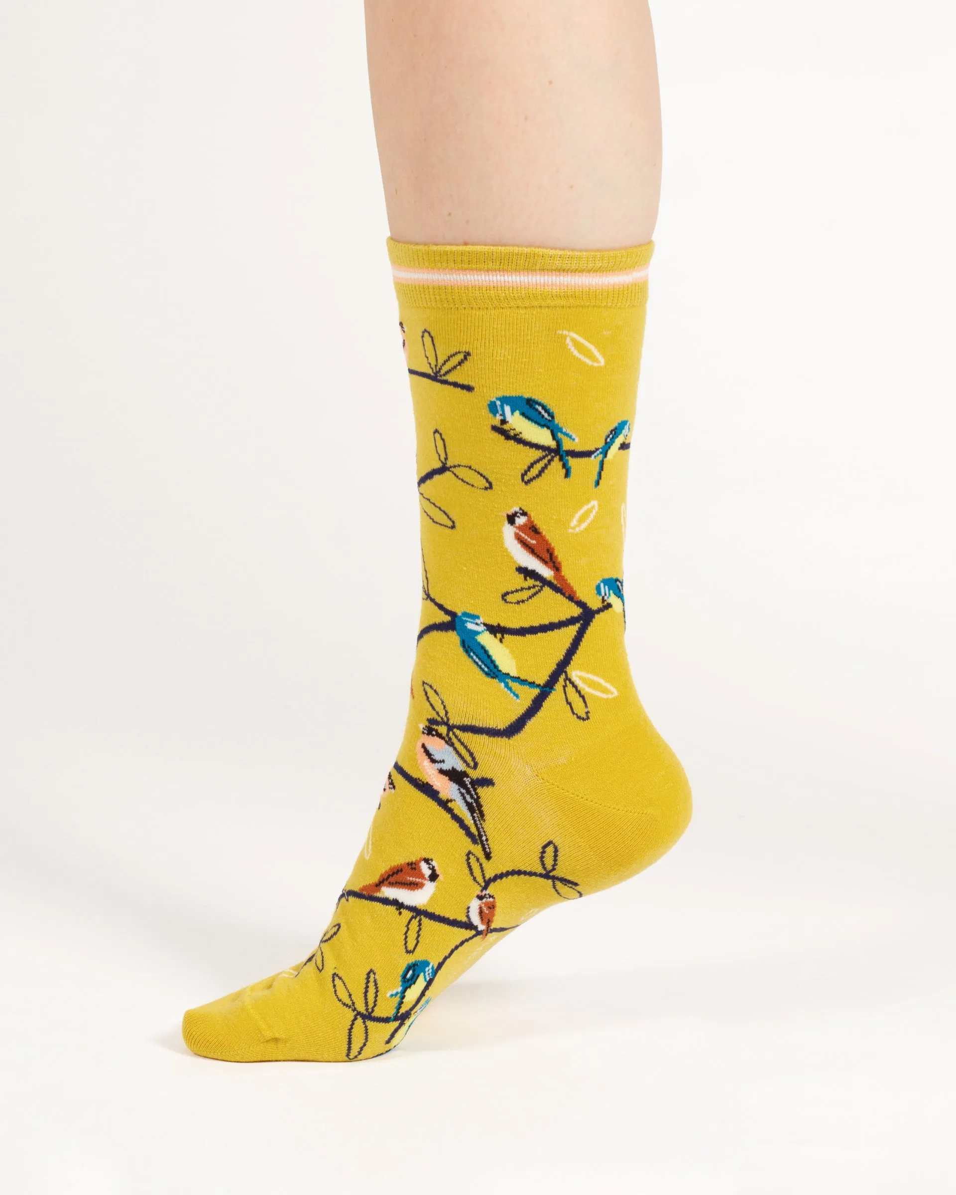 Multi Bird Organic Cotton Socks - Yellow