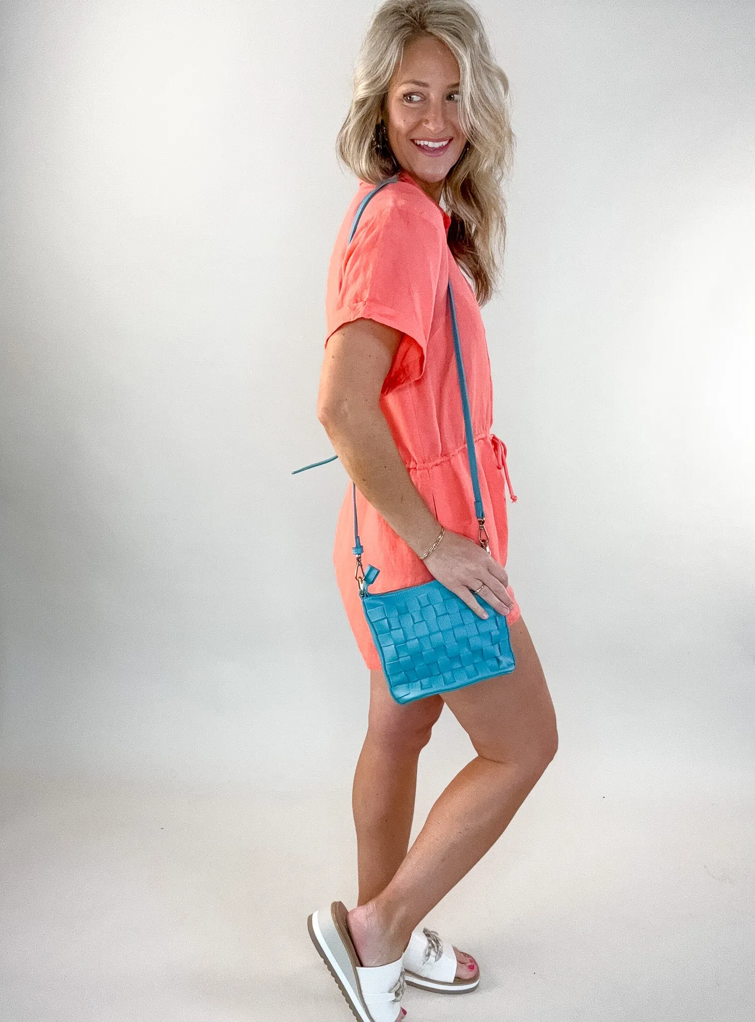 Nikki Coral Collared Romper