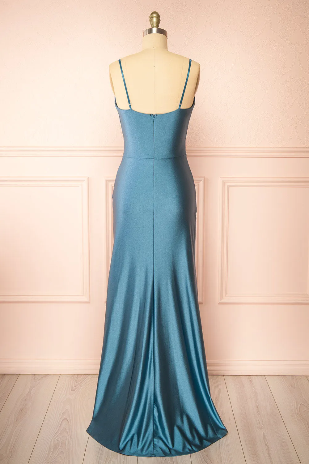 Nyra Blue Grey | Mermaid Dress w/ Wrapped Bodice
