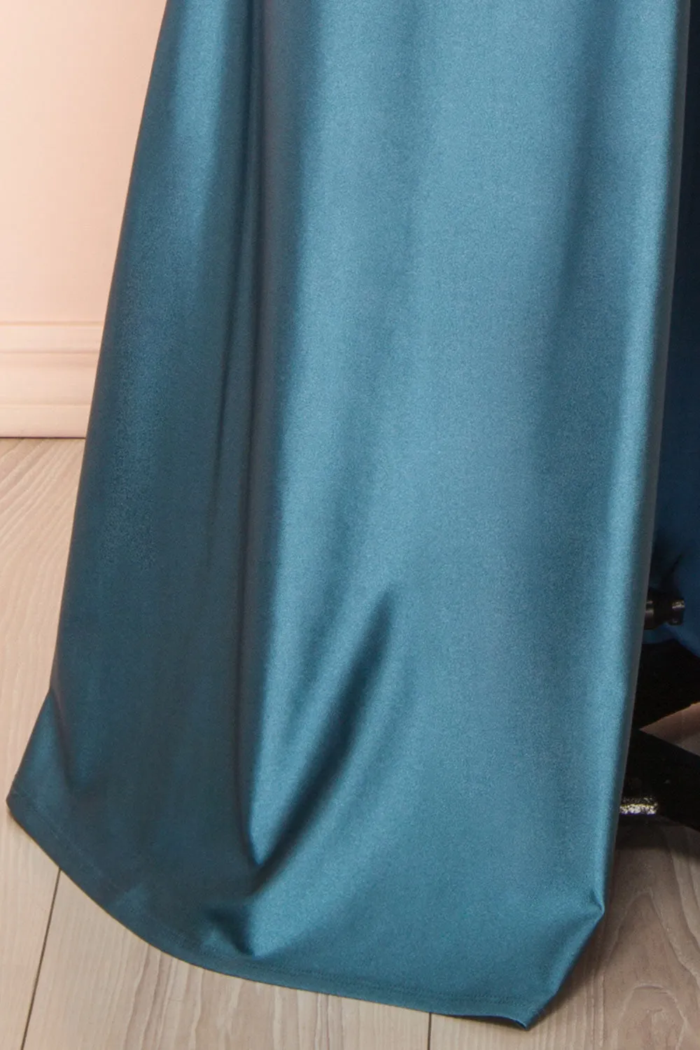 Nyra Blue Grey | Mermaid Dress w/ Wrapped Bodice
