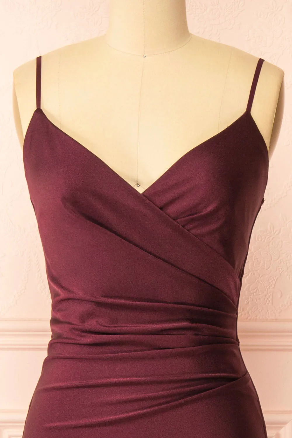 Nyra Burgundy | Mermaid Dress w/ Wrapped Bodice