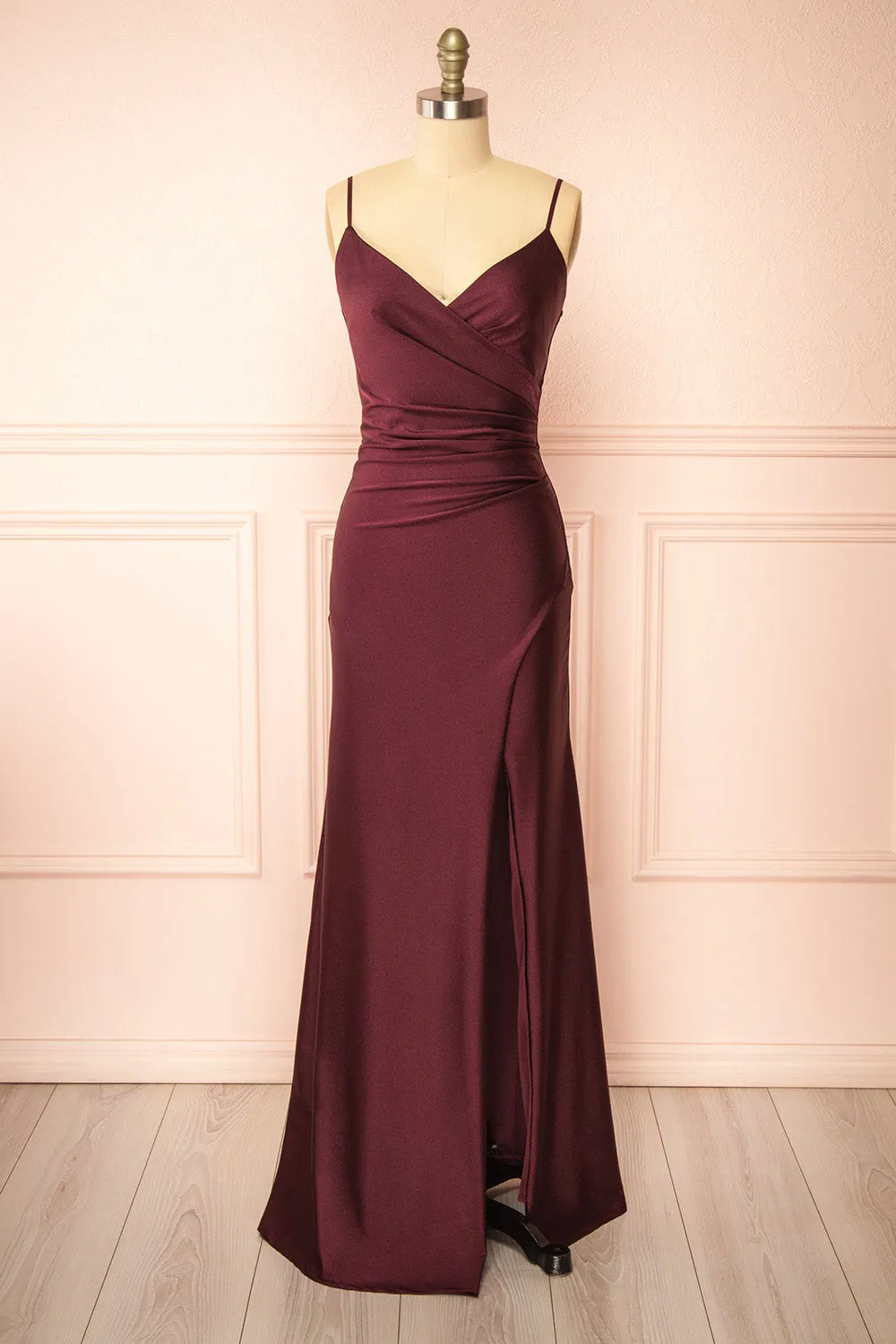 Nyra Burgundy | Mermaid Dress w/ Wrapped Bodice