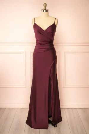 Nyra Burgundy | Mermaid Dress w/ Wrapped Bodice