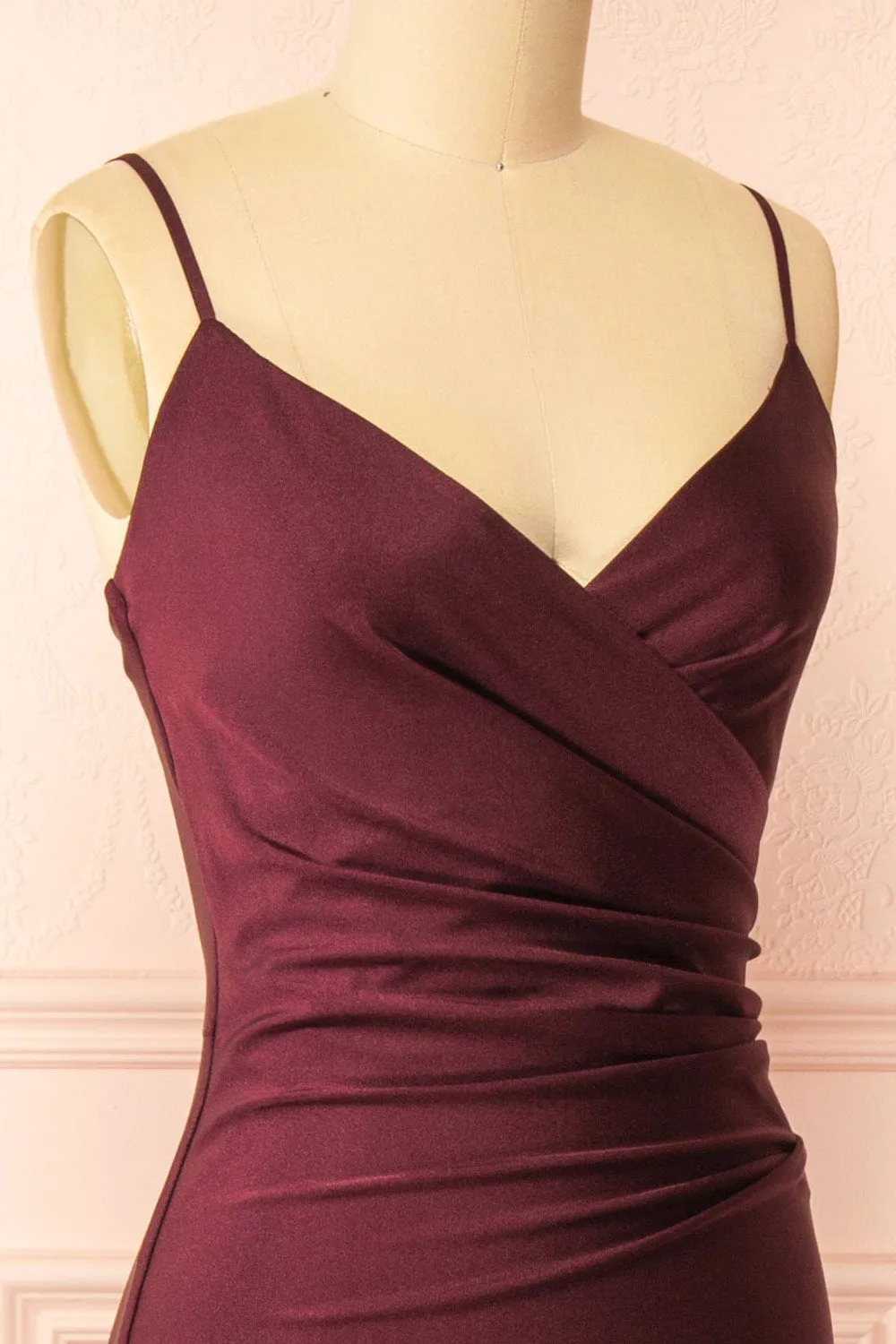 Nyra Burgundy | Mermaid Dress w/ Wrapped Bodice