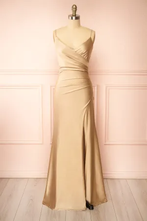 Nyra Champagne | Mermaid Dress w/ Wrapped Bodice