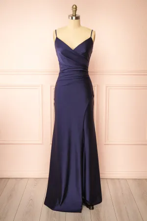 Nyra Navy | Mermaid Dress w/ Wrapped Bodice