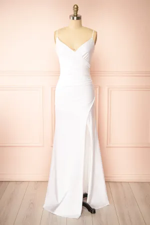 Nyra White | Bridal Mermaid Dress w/ Wrapped Bodice