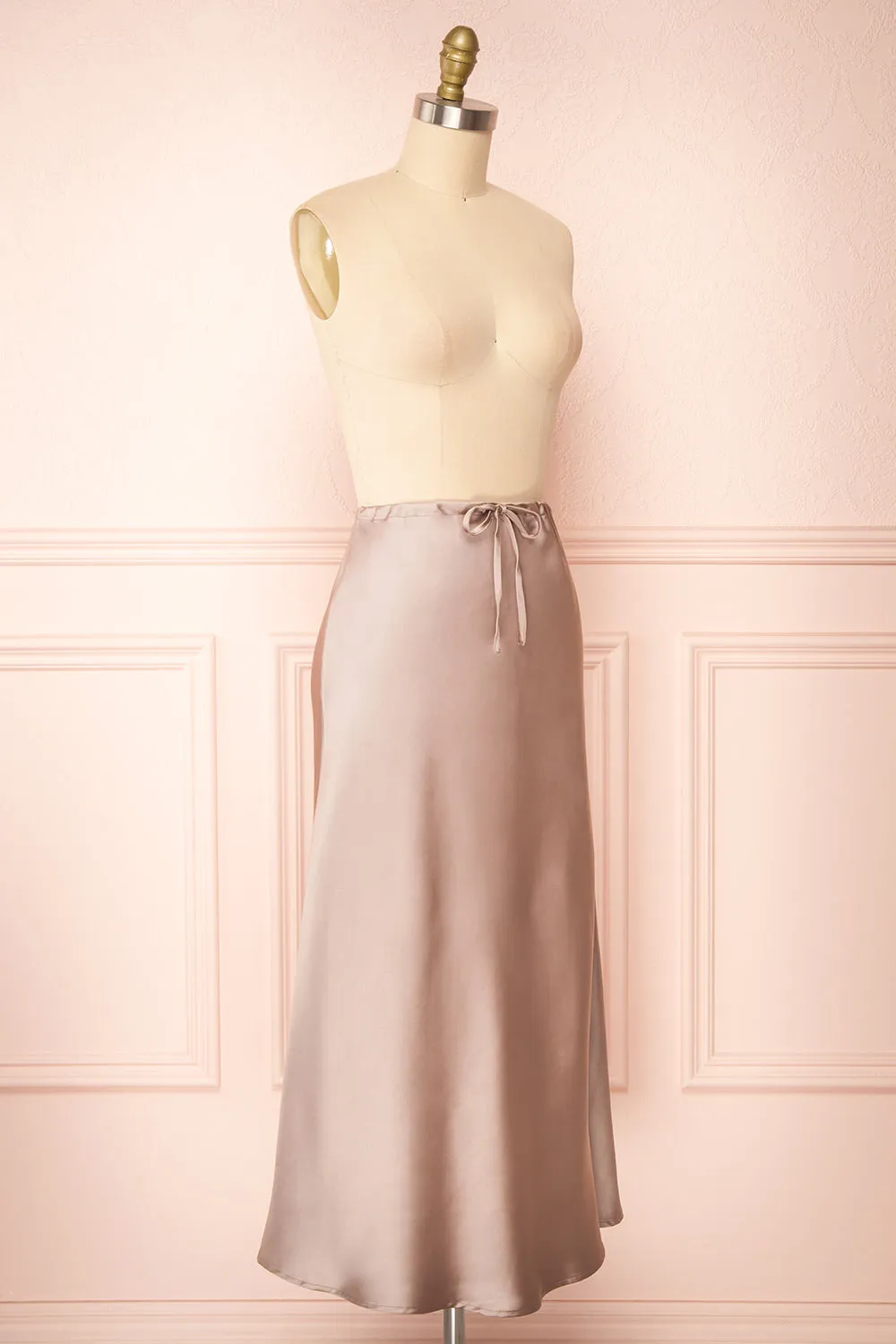 Oana | Satin Midi Skirt with Side Slit