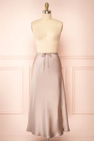 Oana | Satin Midi Skirt with Side Slit