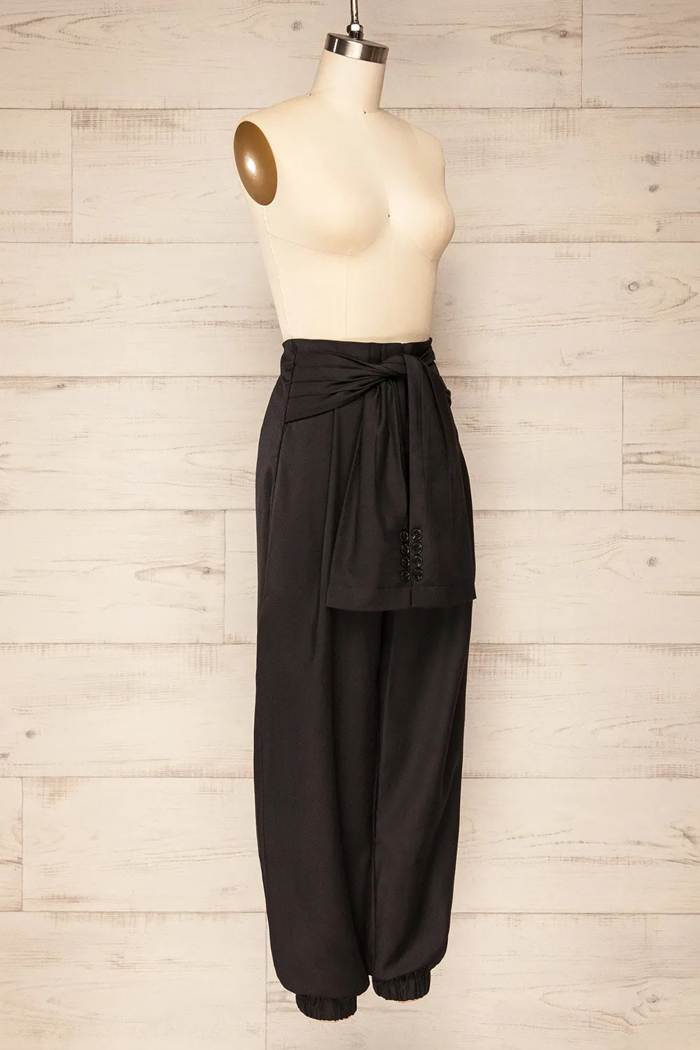 Oberhausen Black | High-Waisted Pants w/ Belt