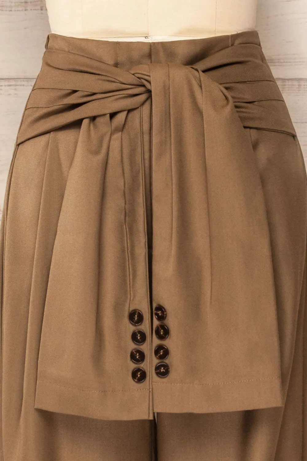Oberhausen Khaki | High-Waisted Pants w/ Belt