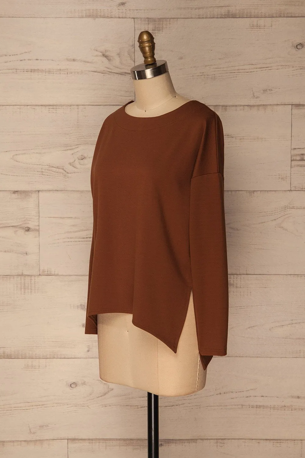 Obledo Mocha | Brown Asymmetrical Top