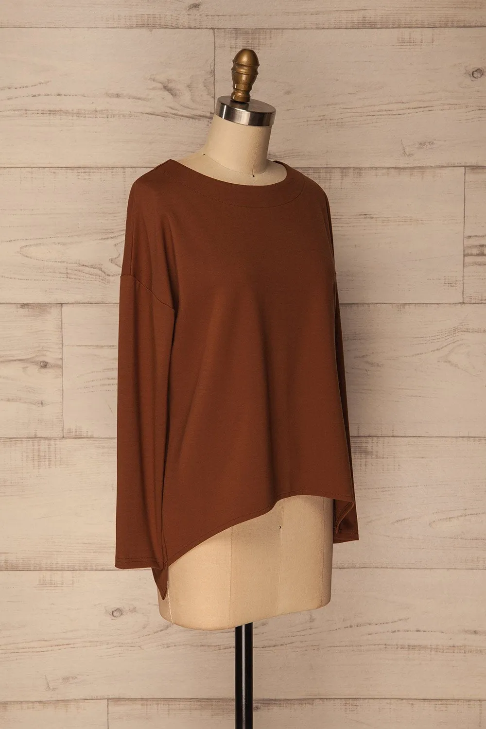 Obledo Mocha | Brown Asymmetrical Top