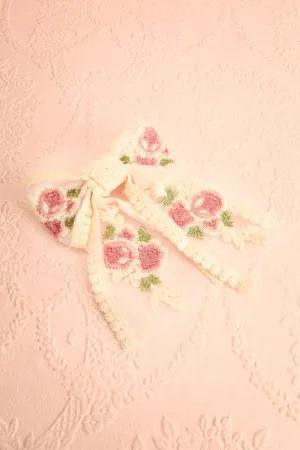 Odelia | Floral Lace Embroidered Bow Hair Clip