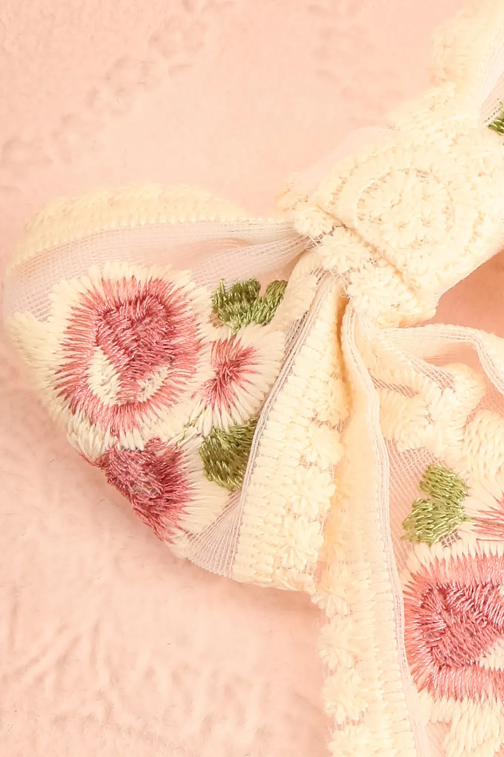 Odelia | Floral Lace Embroidered Bow Hair Clip