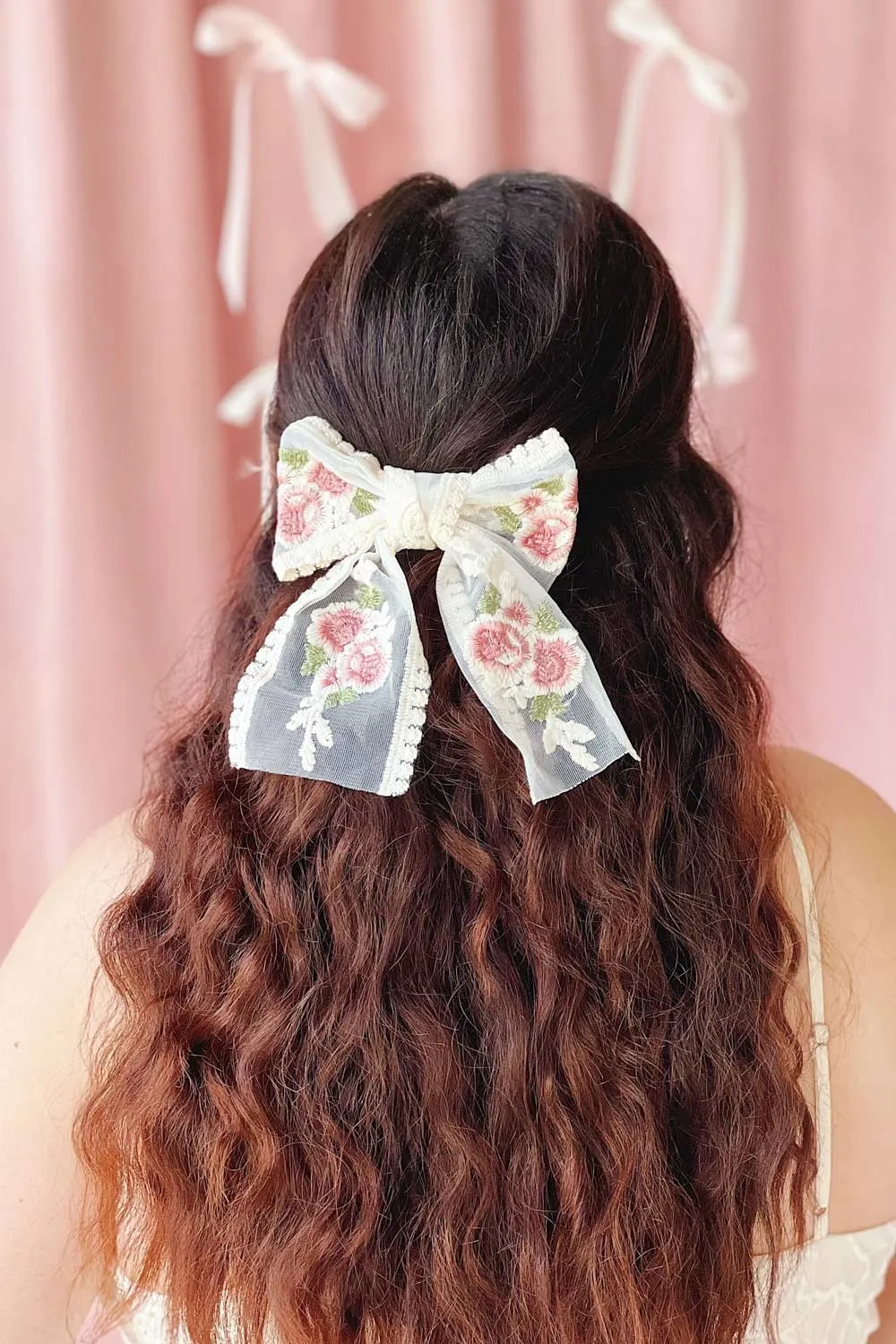 Odelia | Floral Lace Embroidered Bow Hair Clip