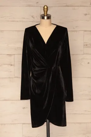Olawa Black | Draped Velvet Dress
