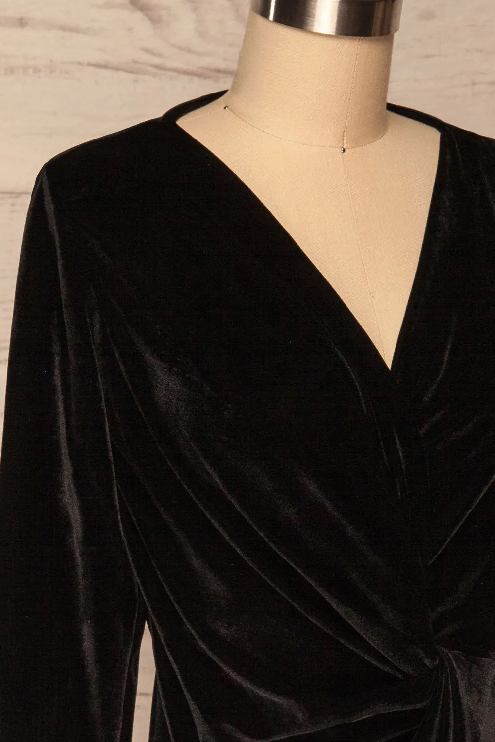 Olawa Black | Draped Velvet Dress