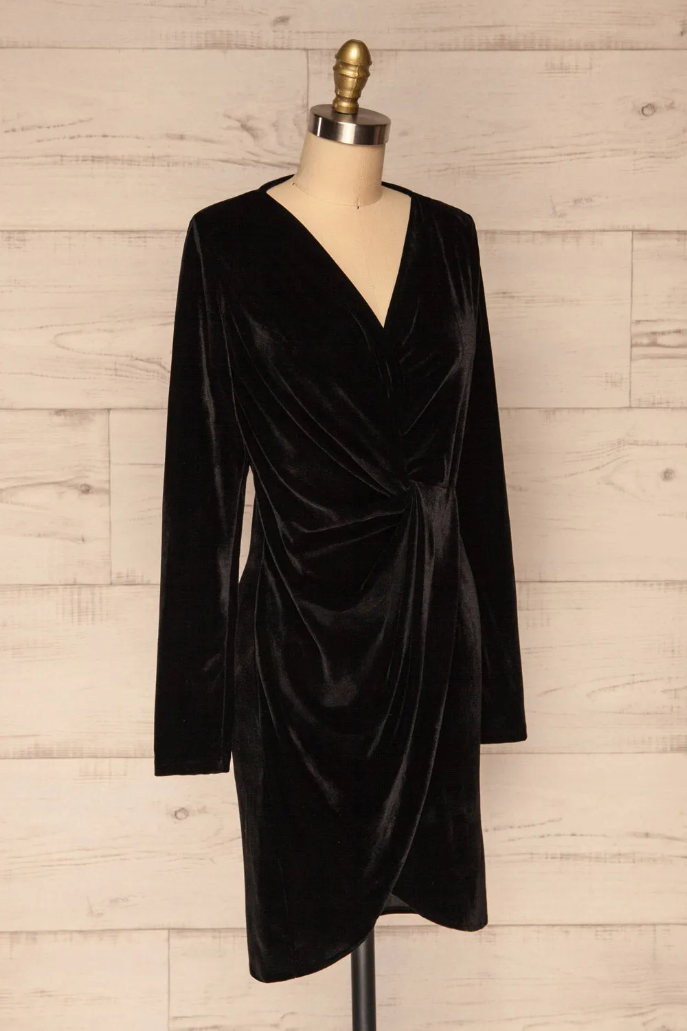 Olawa Black | Draped Velvet Dress