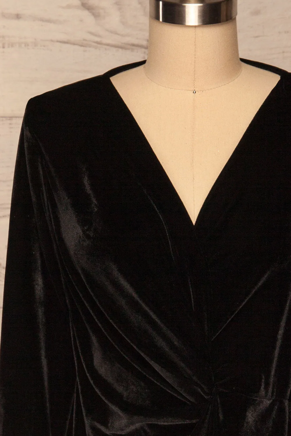 Olawa Black | Draped Velvet Dress