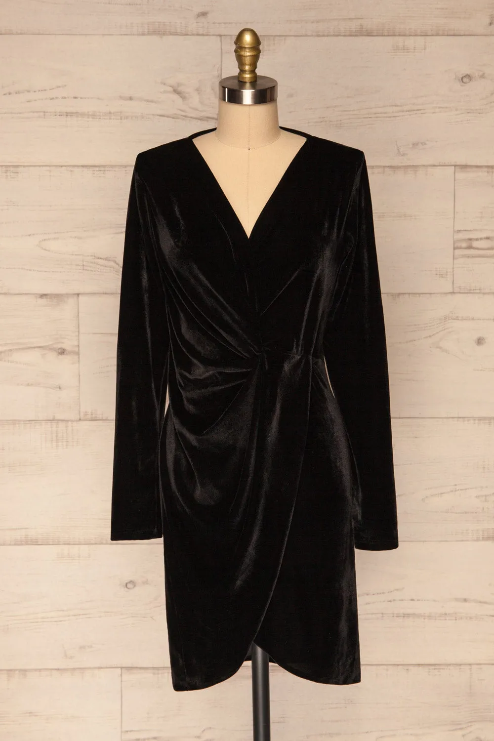 Olawa Black | Draped Velvet Dress