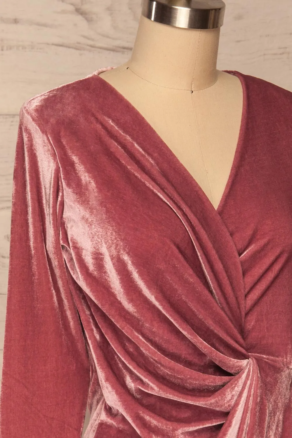 Olawa Pink | Draped Velvet Dress