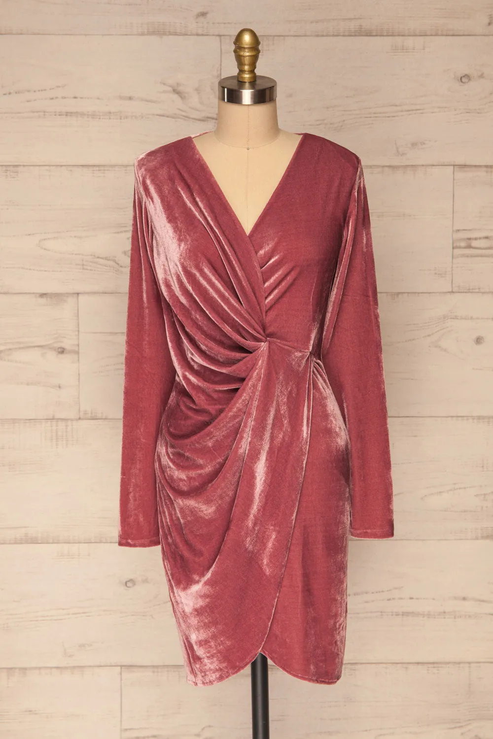 Olawa Pink | Draped Velvet Dress