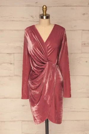 Olawa Pink | Draped Velvet Dress