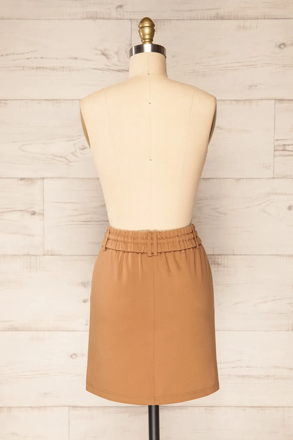 Olkusz Camel | High-Waisted Short Skirt
