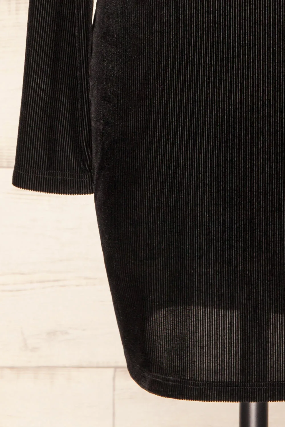 Olmeto | Black Velvet Dress w/ High Collar