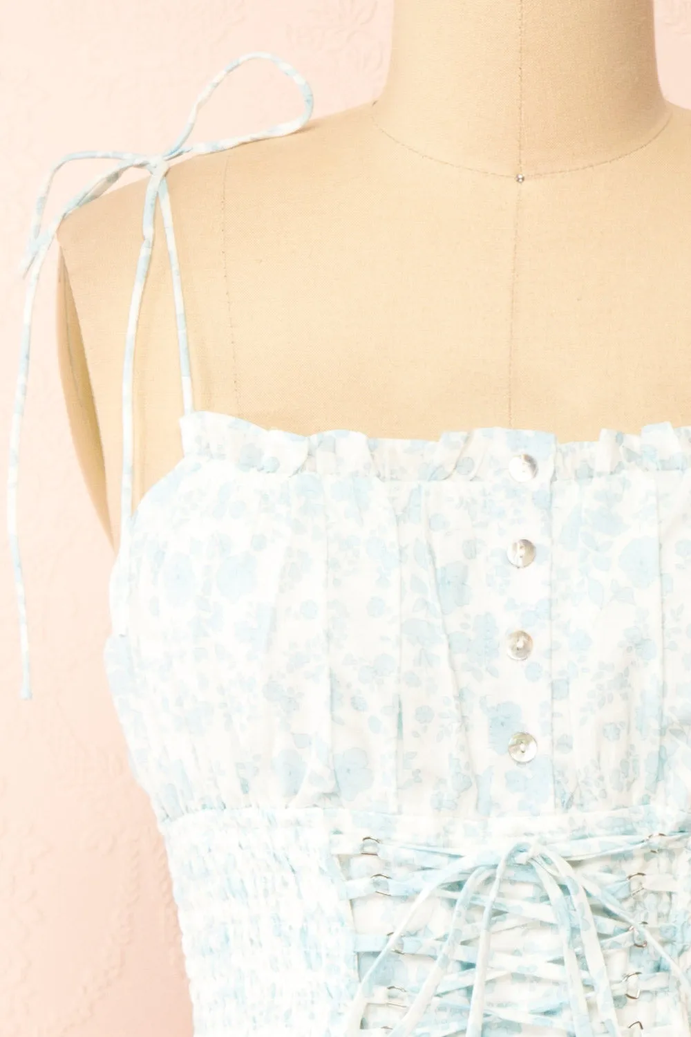 Operetta | White Short Dress w/ Floral Pattern