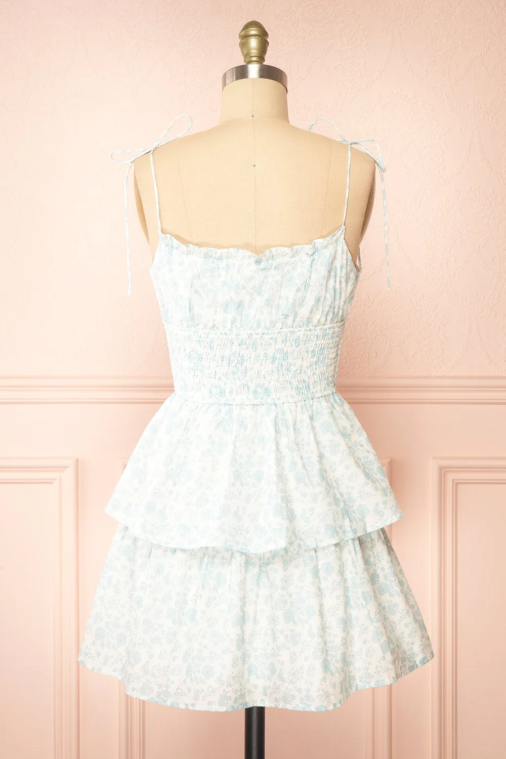 Operetta | White Short Dress w/ Floral Pattern