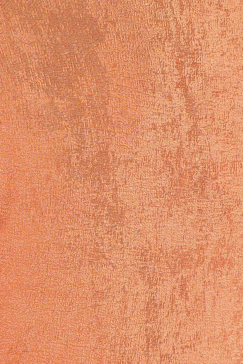 Orange Jersey Shirt Long Sleeve Ruche