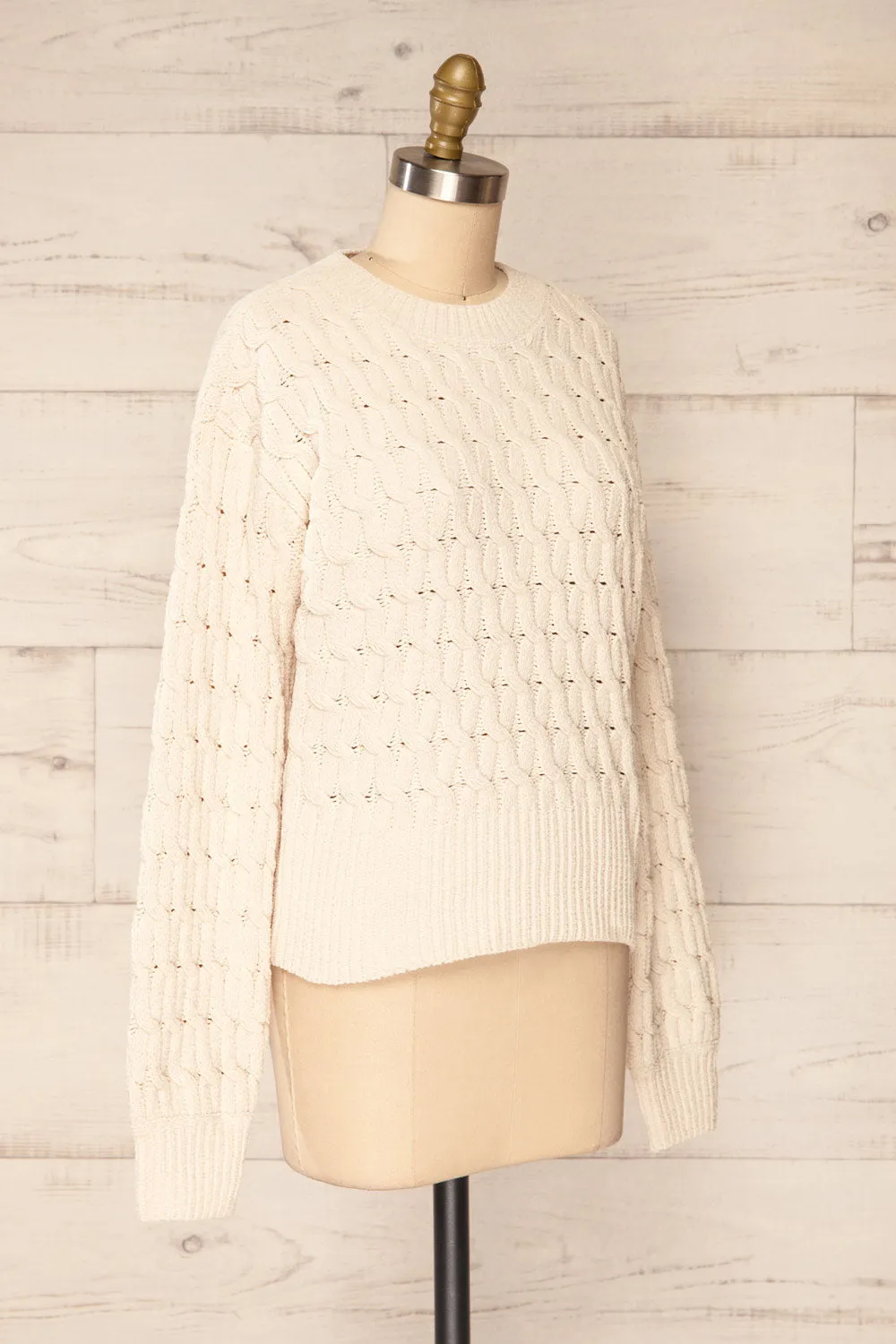 Orenb Cream | Weave Knit Sweater