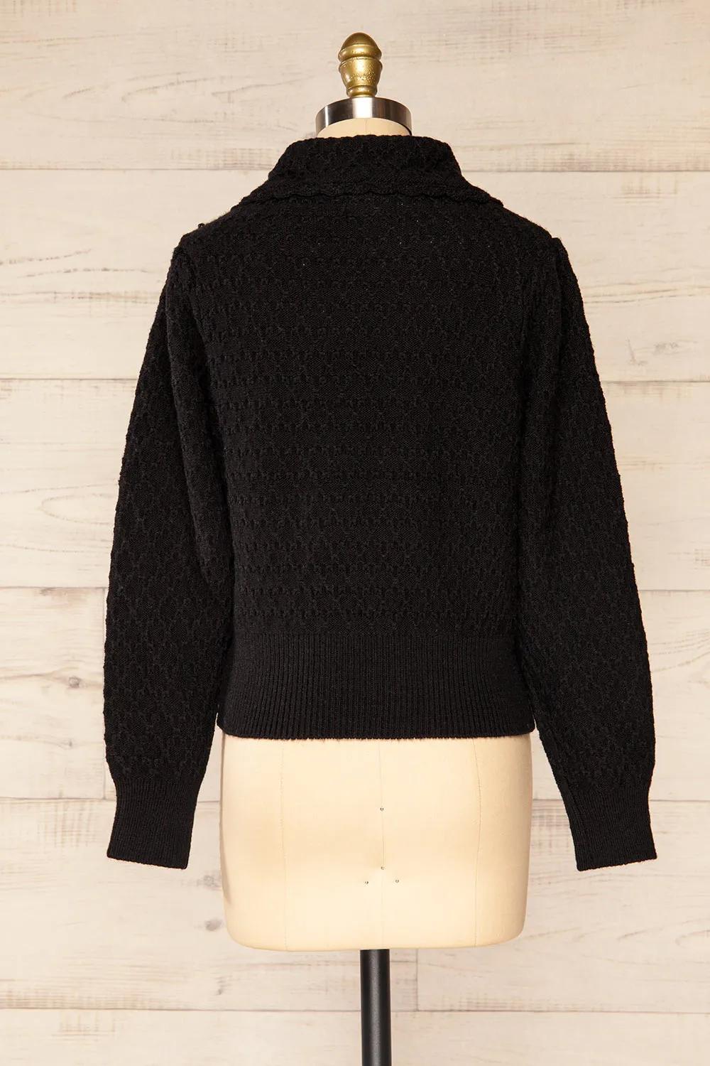 Oreyl Black | Knit Top w/ Peter Pan Collar