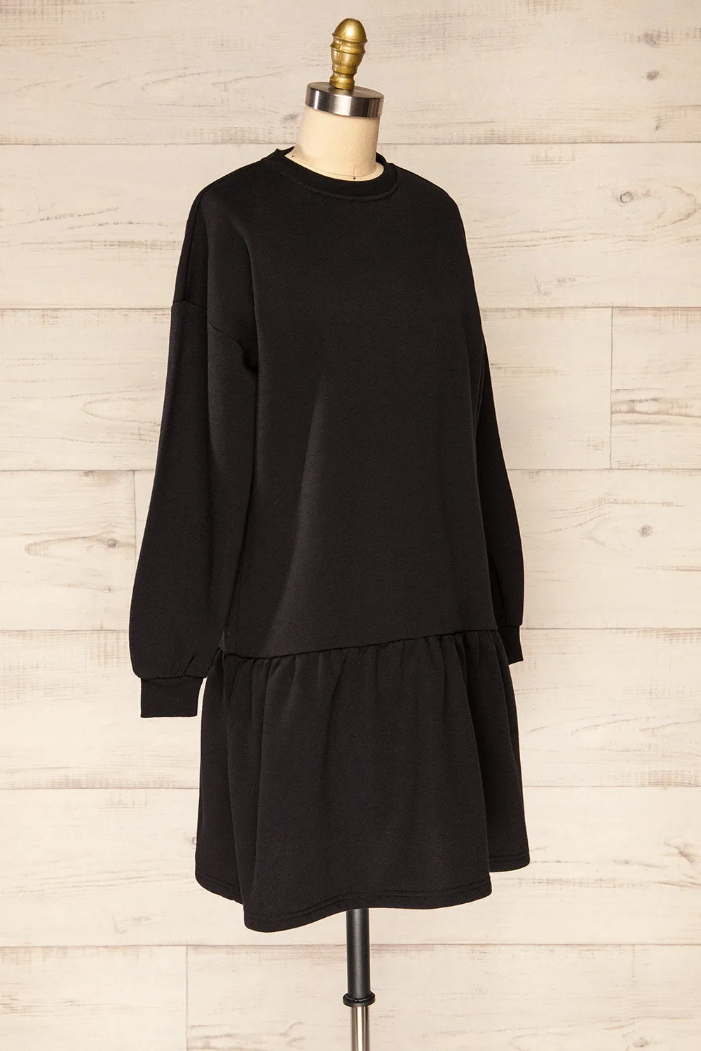 Orhei Black | Oversized Short Fleece Dress