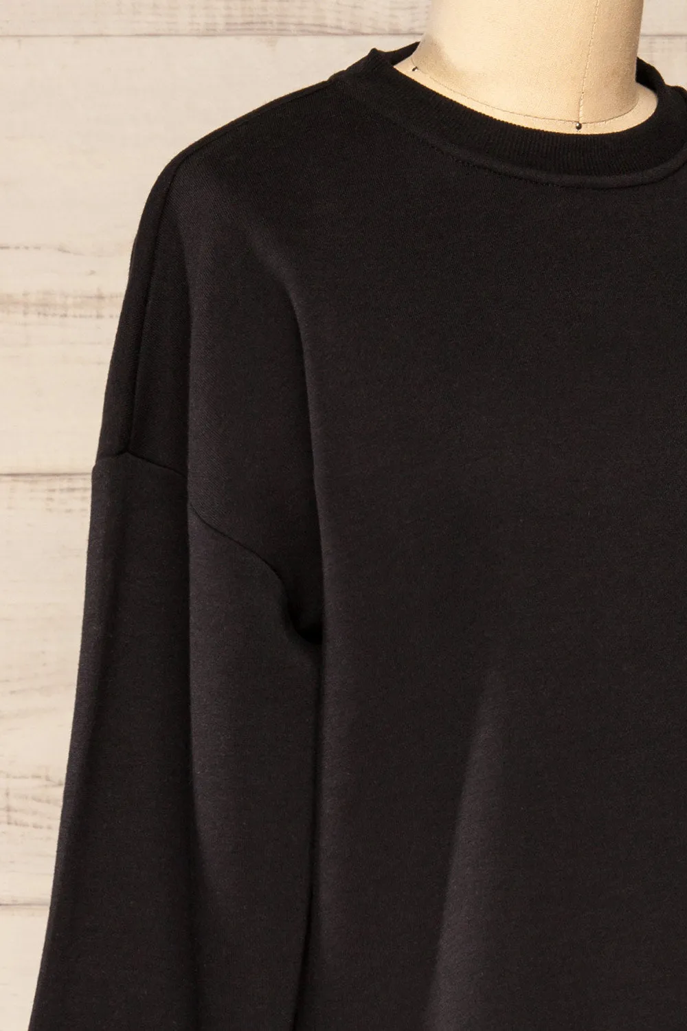 Orhei Black | Oversized Short Fleece Dress