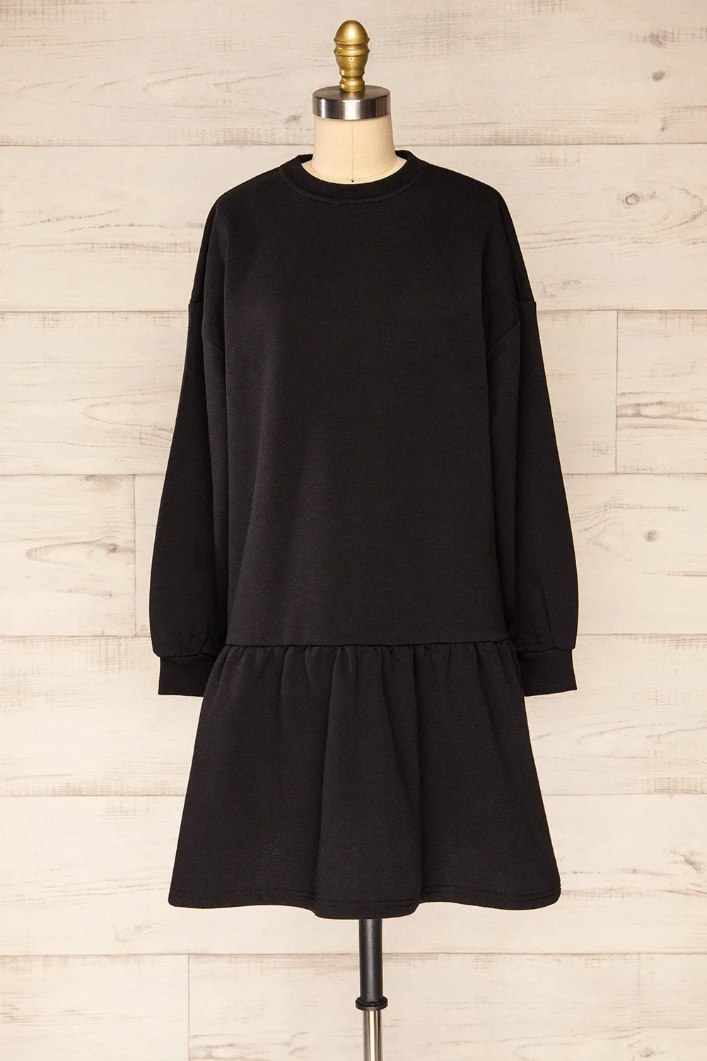 Orhei Black | Oversized Short Fleece Dress
