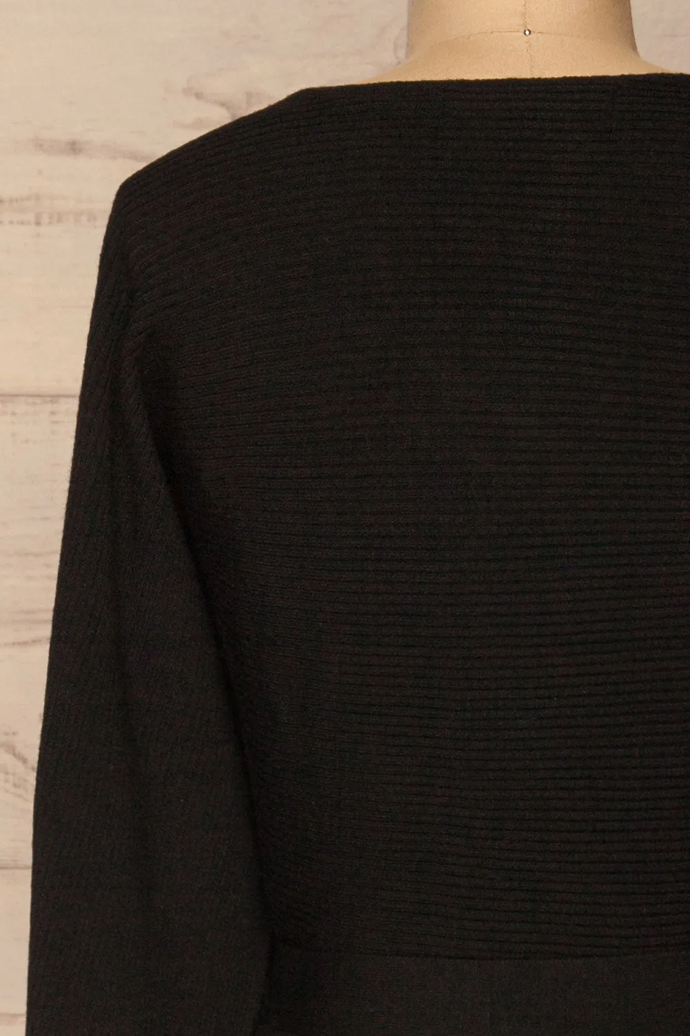 Oria Black | Faux-Wrap Knit Dress