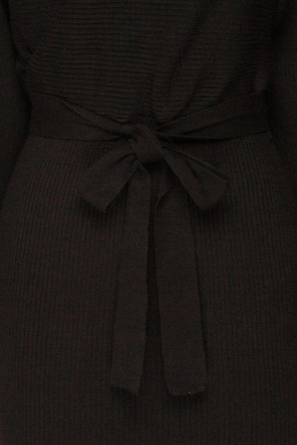 Oria Black | Faux-Wrap Knit Dress