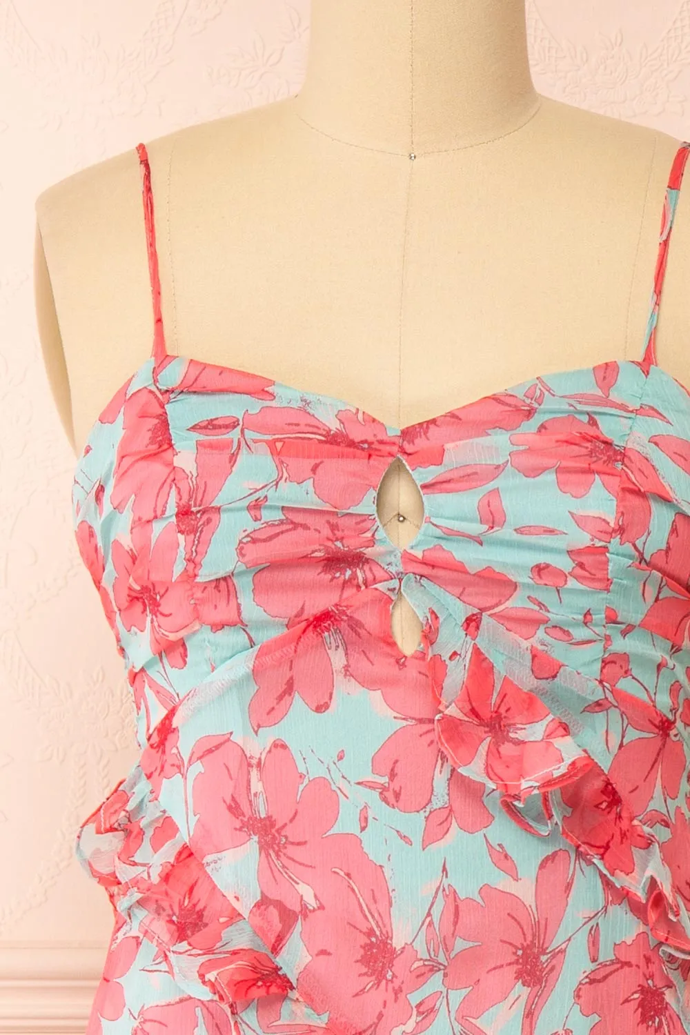 Orleana | Midi Floral Dress w/ Rows of Ruffles