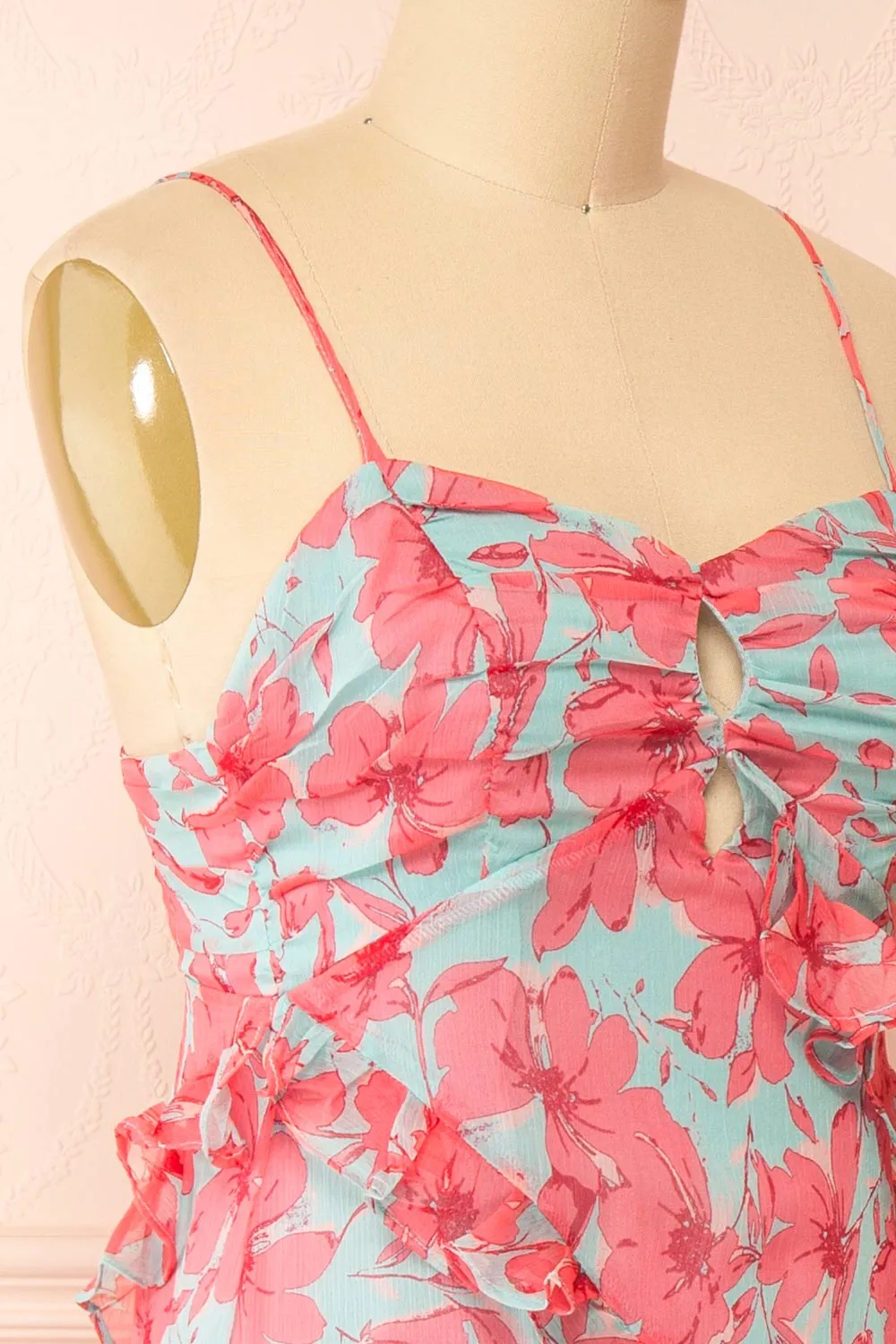 Orleana | Midi Floral Dress w/ Rows of Ruffles