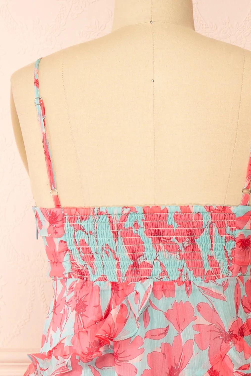 Orleana | Midi Floral Dress w/ Rows of Ruffles